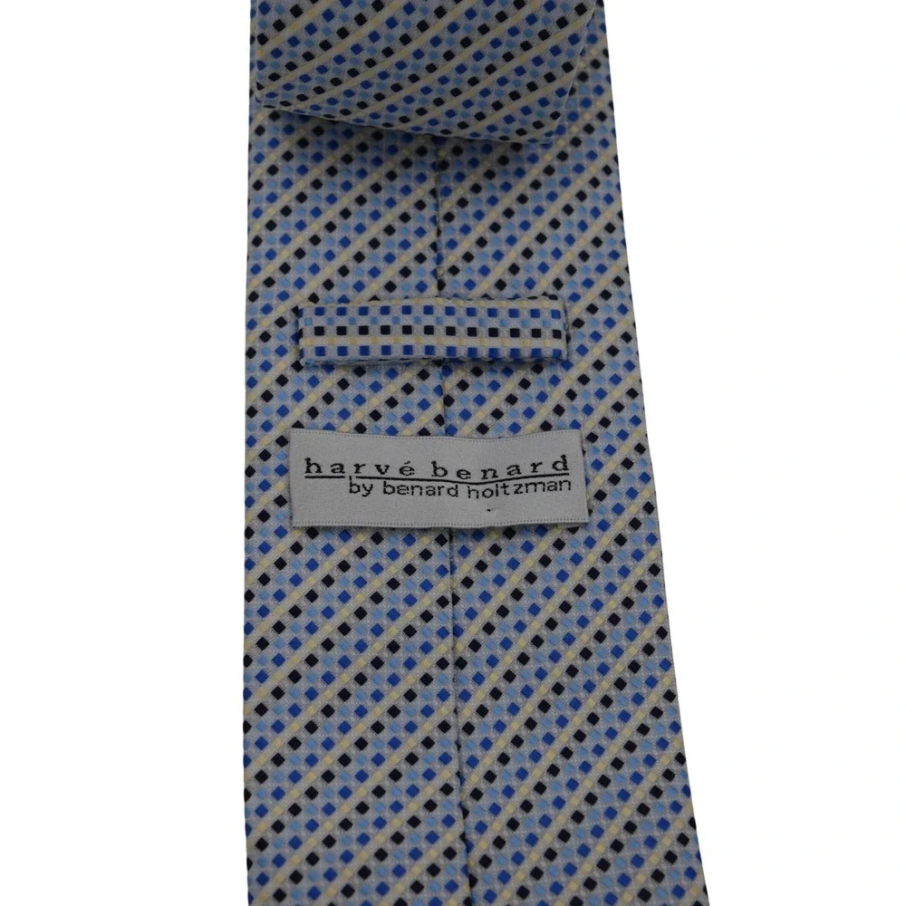 Harve Benard Men's‎ Necktie Blue Square Pattern Business Formal